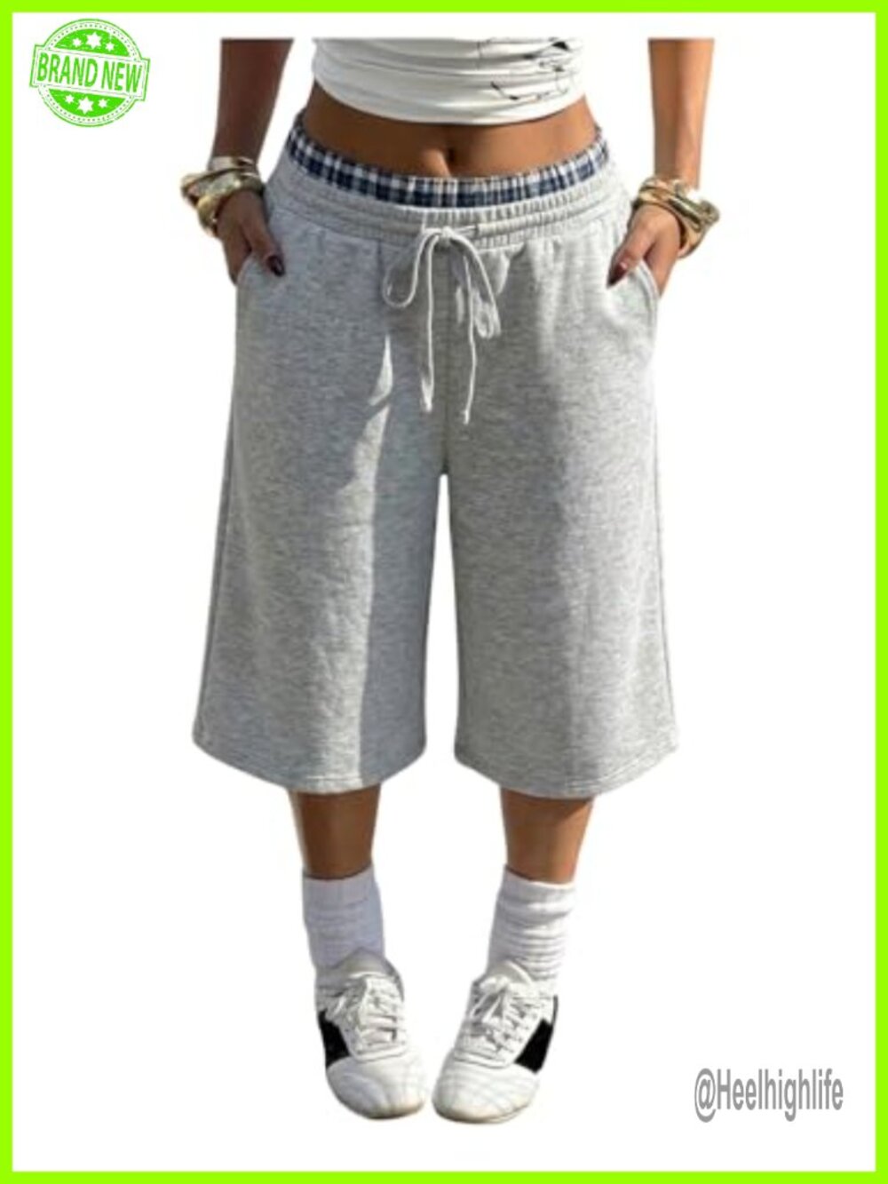 Y2K Bermuda Shorts Wide Leg Sweat Shorts High Rise Loose Fit